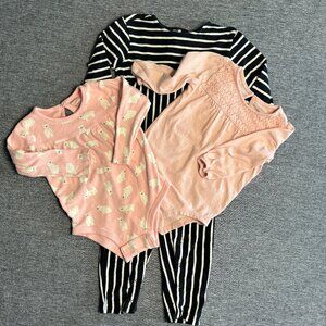 3 One-piece long sleeve baby clothes - Fits 18 mo - 100% cotton - various brands